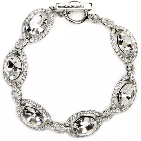 Givenchy Jewelry - Givenchy Silver-Tone Mixed Crystal Open Oval Bracelet NWT